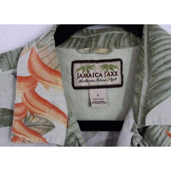Jamaica Jaxx L Bird of Paradise Hawaiian Silk Button Front Short Sleeve Shirt - Picture 3 of 4
